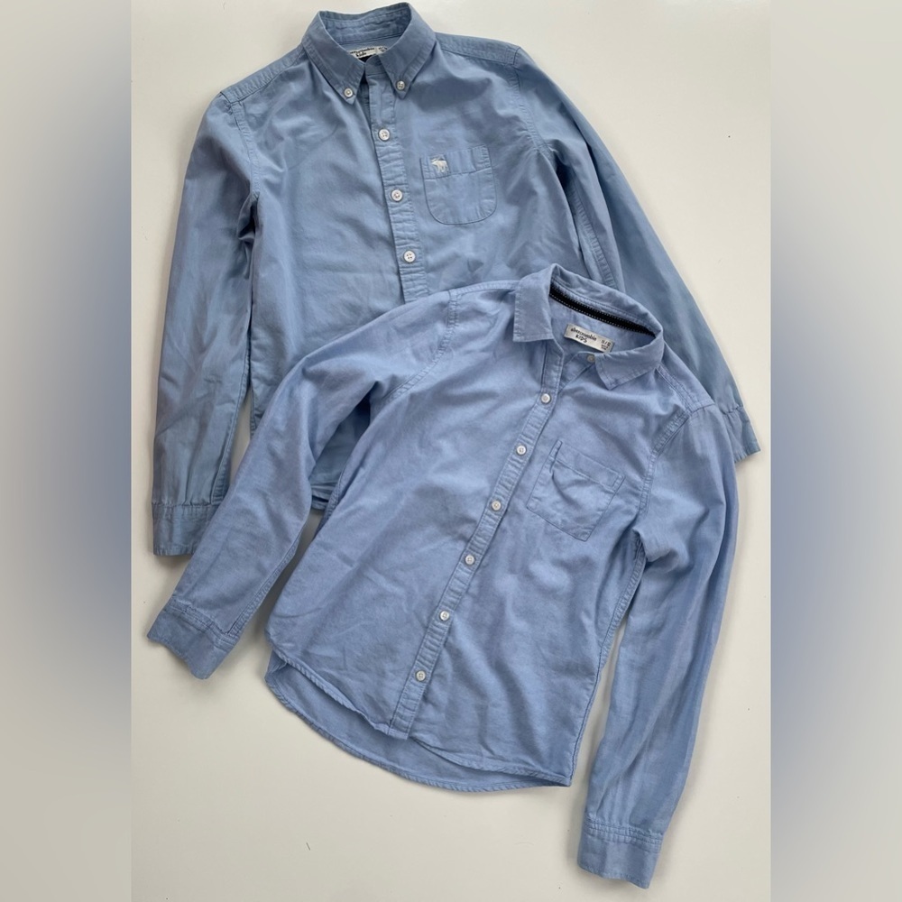 Abercrombie Kids Blue Oxford style Button Down Shirts LOT OF TWO Size 11/12